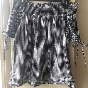Gingham Off The Shoulder Top